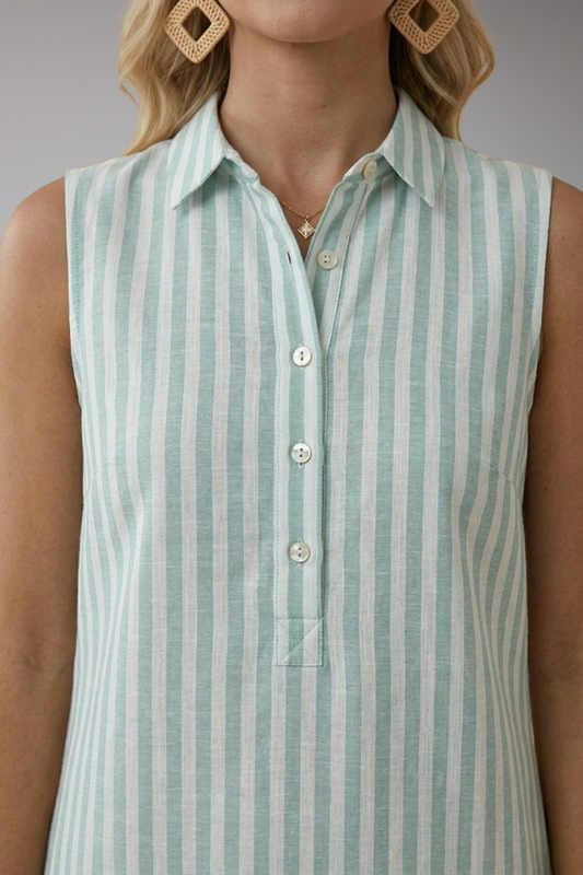 Women's Striped Shirt Dress with Button Front