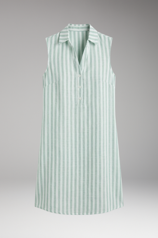 Women's Striped Shirt Dress with Button Front