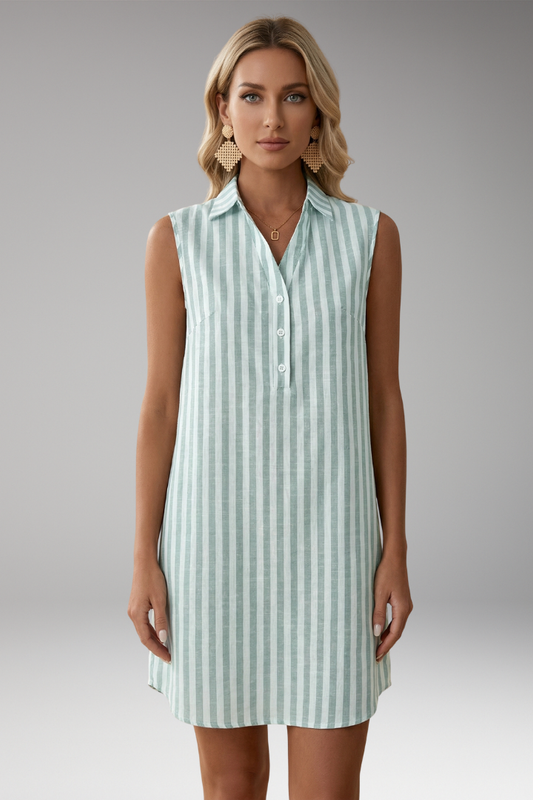 Women's Striped Shirt Dress with Button Front