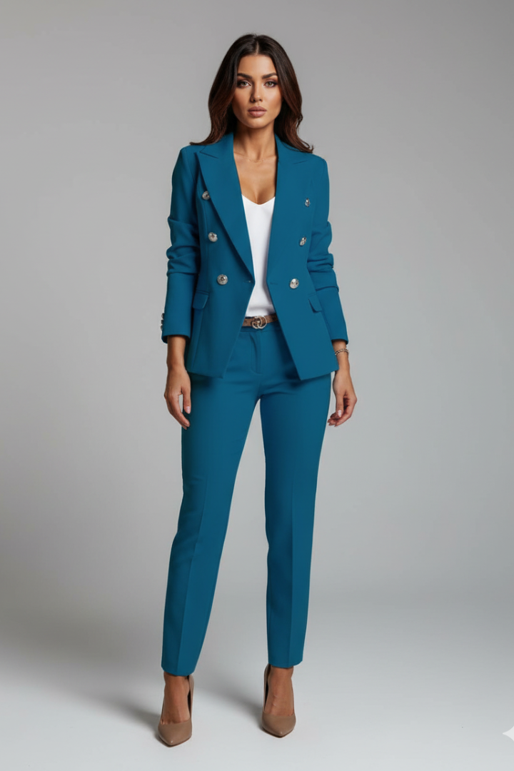 Women’s Suit Set with Blazer and Straight-Leg Trousers