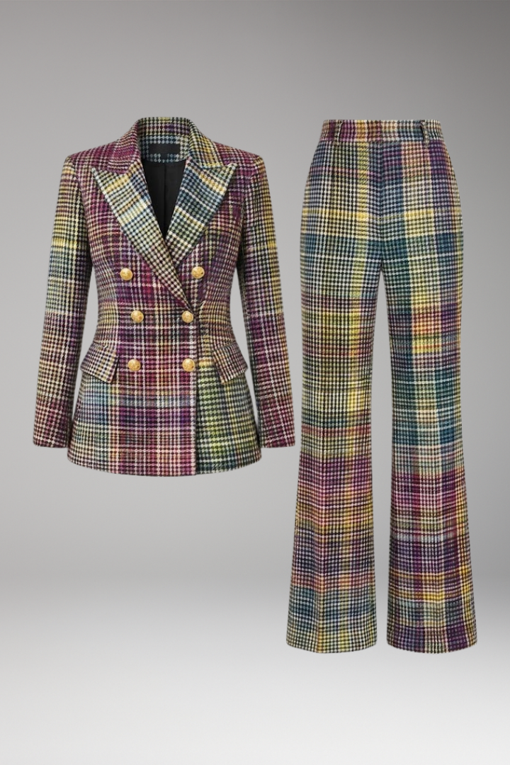 Women’s Suit Set with Blazer and Wide Leg Trousers