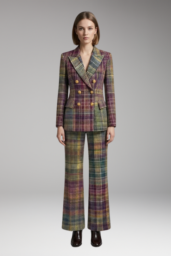 Women’s Suit Set with Blazer and Wide Leg Trousers