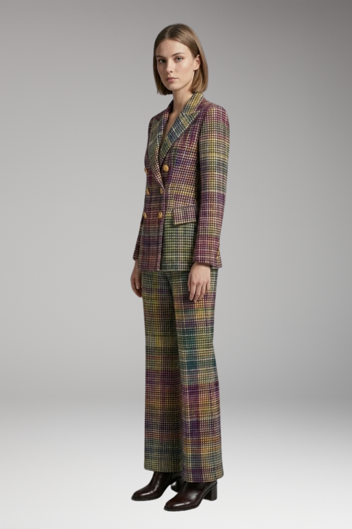 Women’s Suit Set with Blazer and Wide Leg Trousers