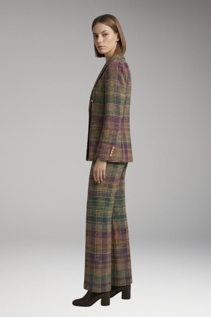 Women’s Suit Set with Blazer and Wide Leg Trousers