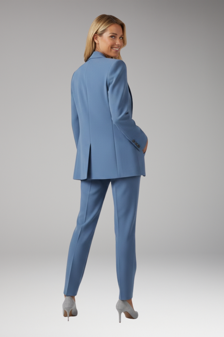 Women’s Suit Set with Notched Blazer and Straight Trousers