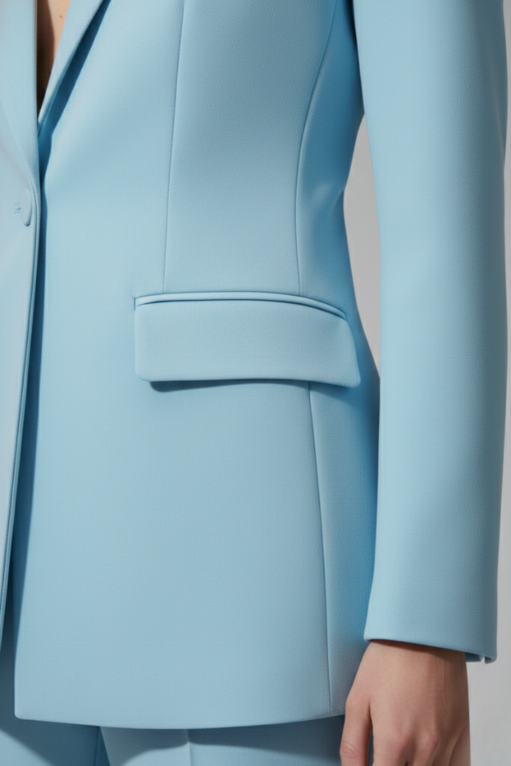 Women’s Suit Set with V Neckline and Straight-Leg Trousers