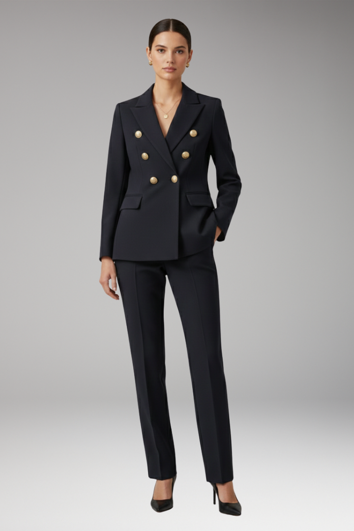 Women’s Suit with Notched-Lapel Jacket and Straight Trousers