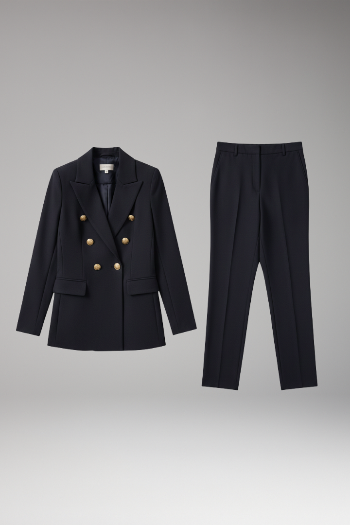 Women’s Suit with Notched-Lapel Jacket and Straight Trousers