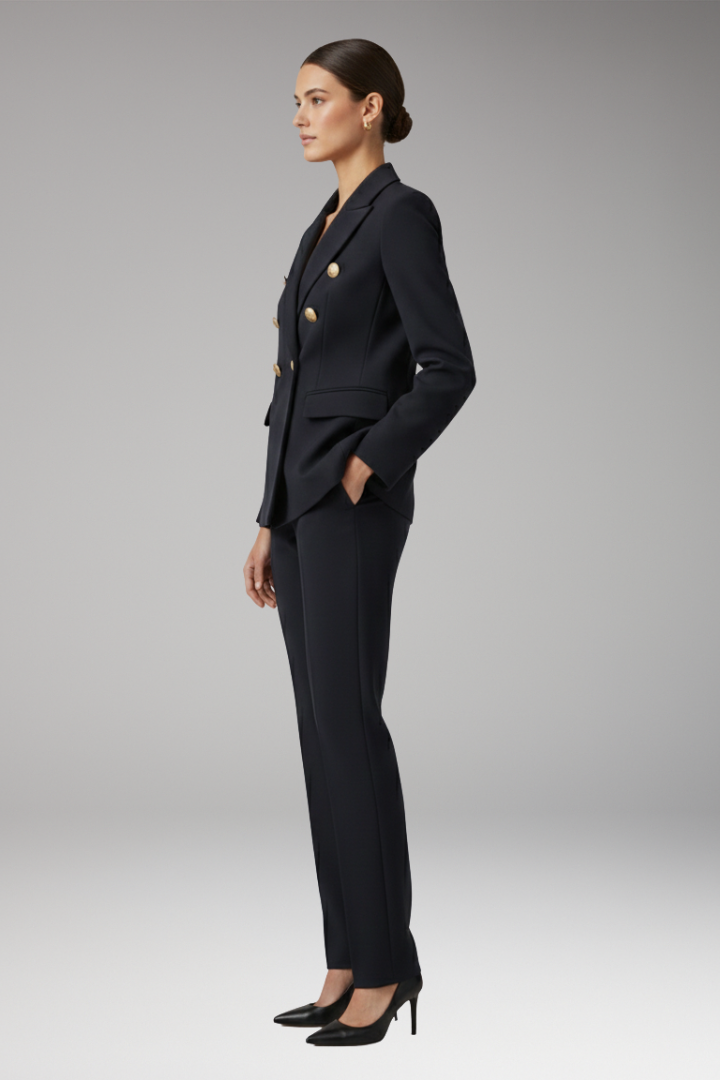 Women’s Suit with Notched-Lapel Jacket and Straight Trousers