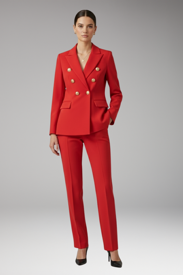 Women’s Suit with Notched-Lapel Jacket and Straight Trousers