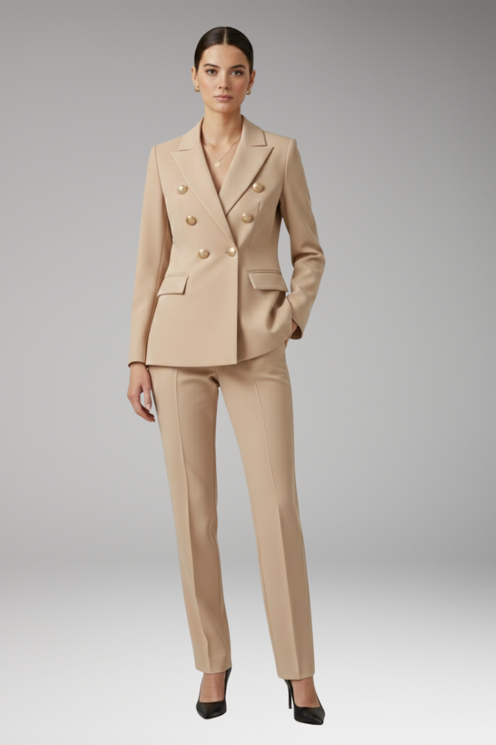 Women’s Suit with Notched-Lapel Jacket and Straight Trousers