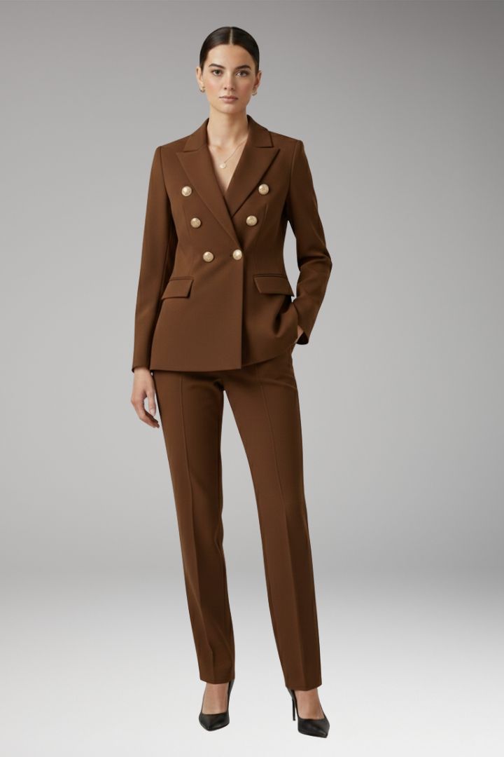 Women’s Suit with Notched-Lapel Jacket and Straight Trousers