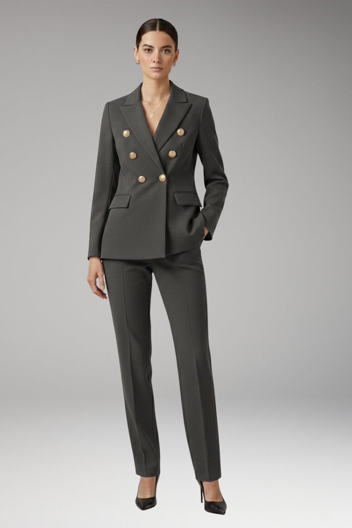 Women’s Suit with Notched-Lapel Jacket and Straight Trousers
