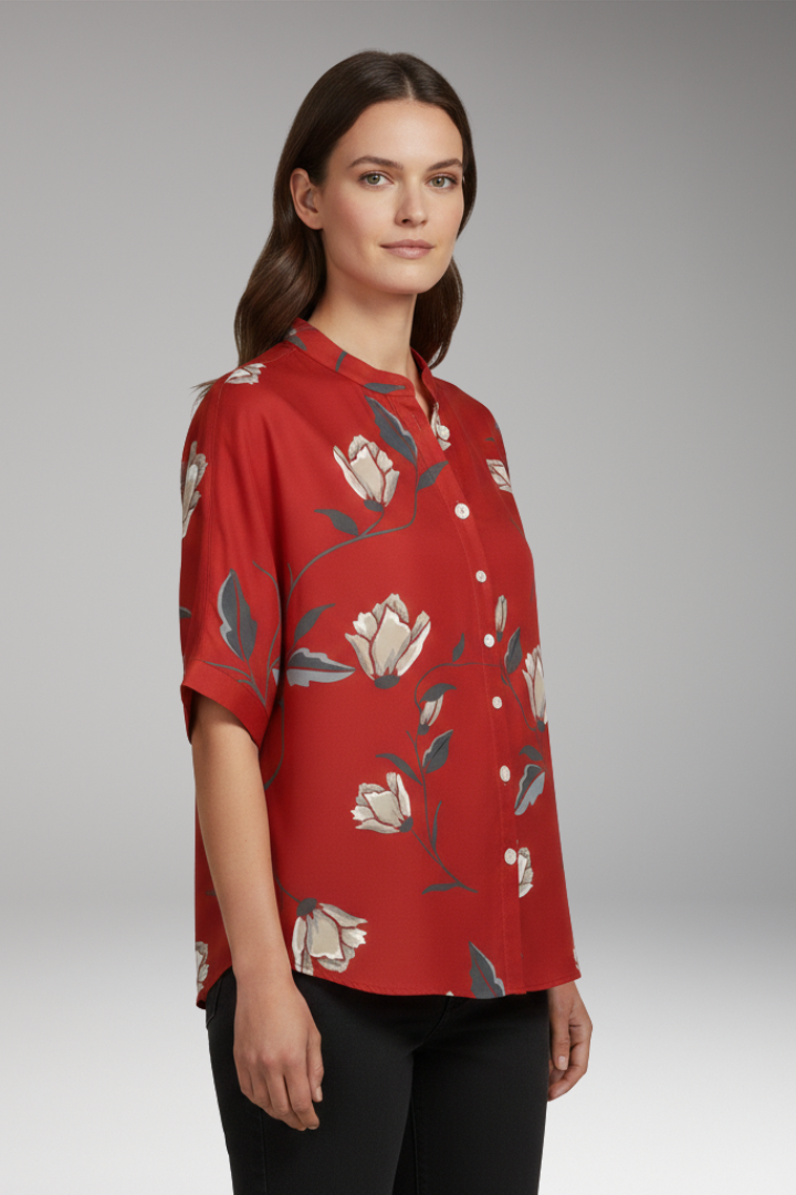 Women's Summer Blouse with Lightweight Fabric and Relaxed Fit