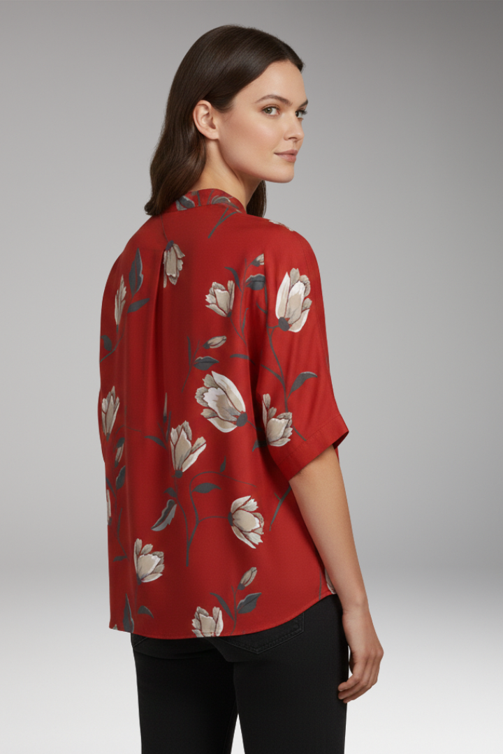 Women's Summer Blouse with Lightweight Fabric and Relaxed Fit