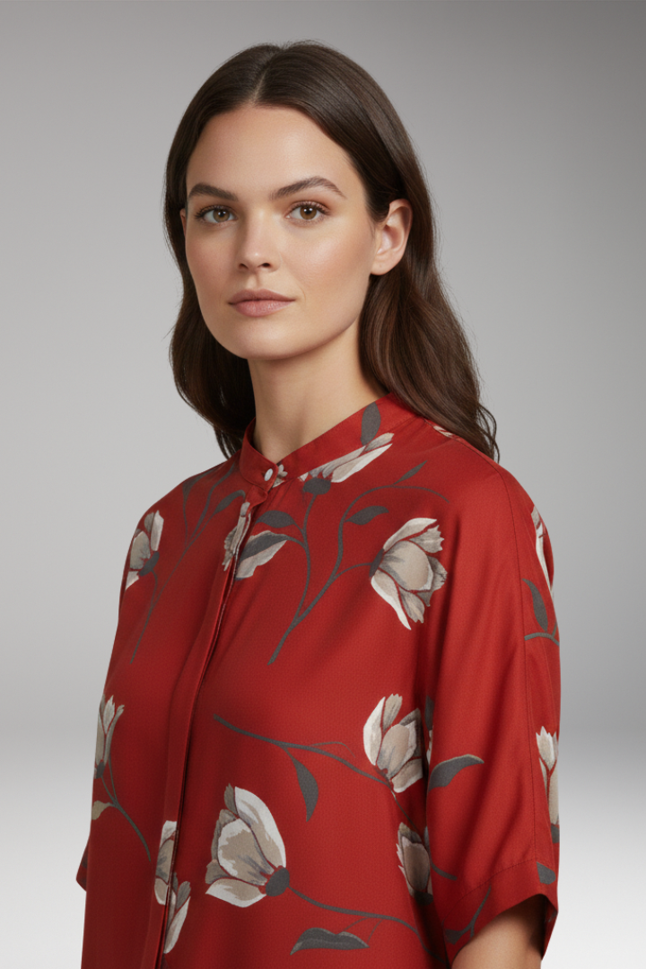 Women's Summer Blouse with Lightweight Fabric and Relaxed Fit