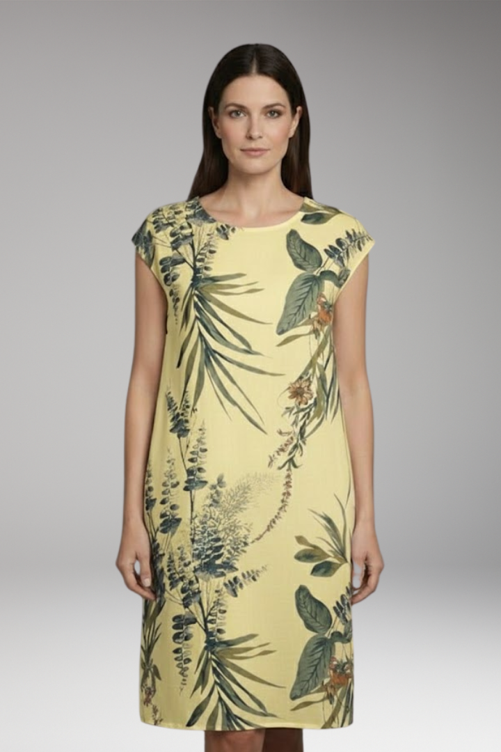 Women's Summer Dress with Round Neck and Printed Pattern