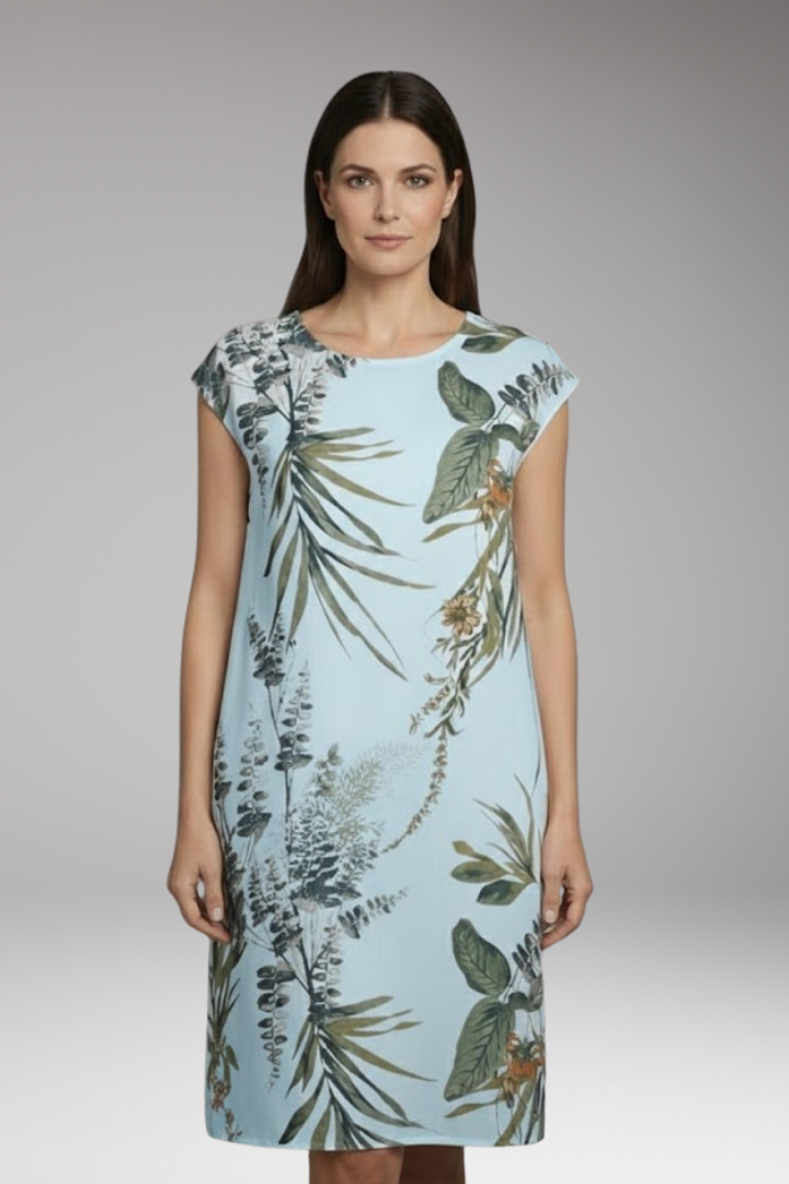Women's Summer Dress with Round Neck and Printed Pattern