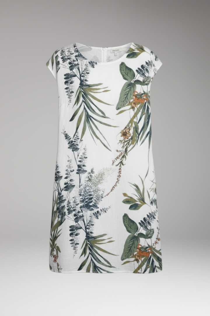 Women's Summer Dress with Round Neck and Printed Pattern
