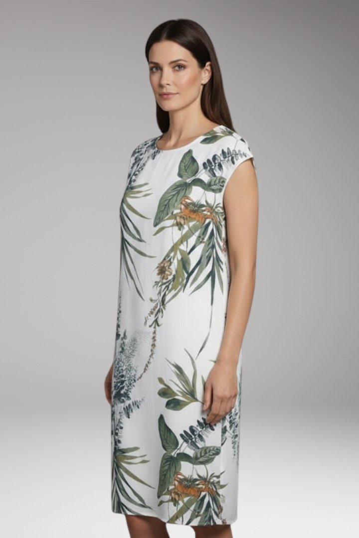 Women's Summer Dress with Round Neck and Printed Pattern