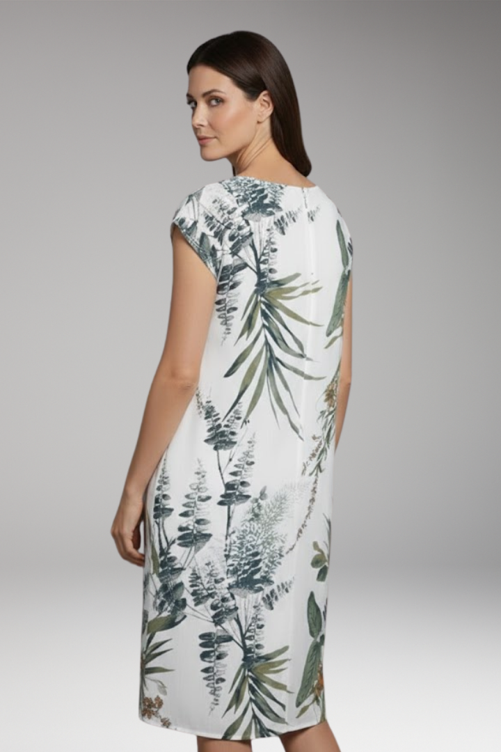 Women's Summer Dress with Round Neck and Printed Pattern
