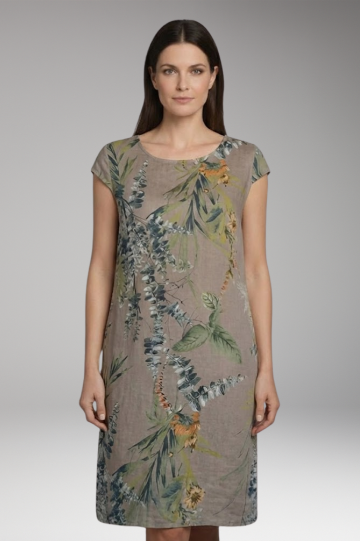 Women's Summer Dress with Round Neck and Printed Pattern