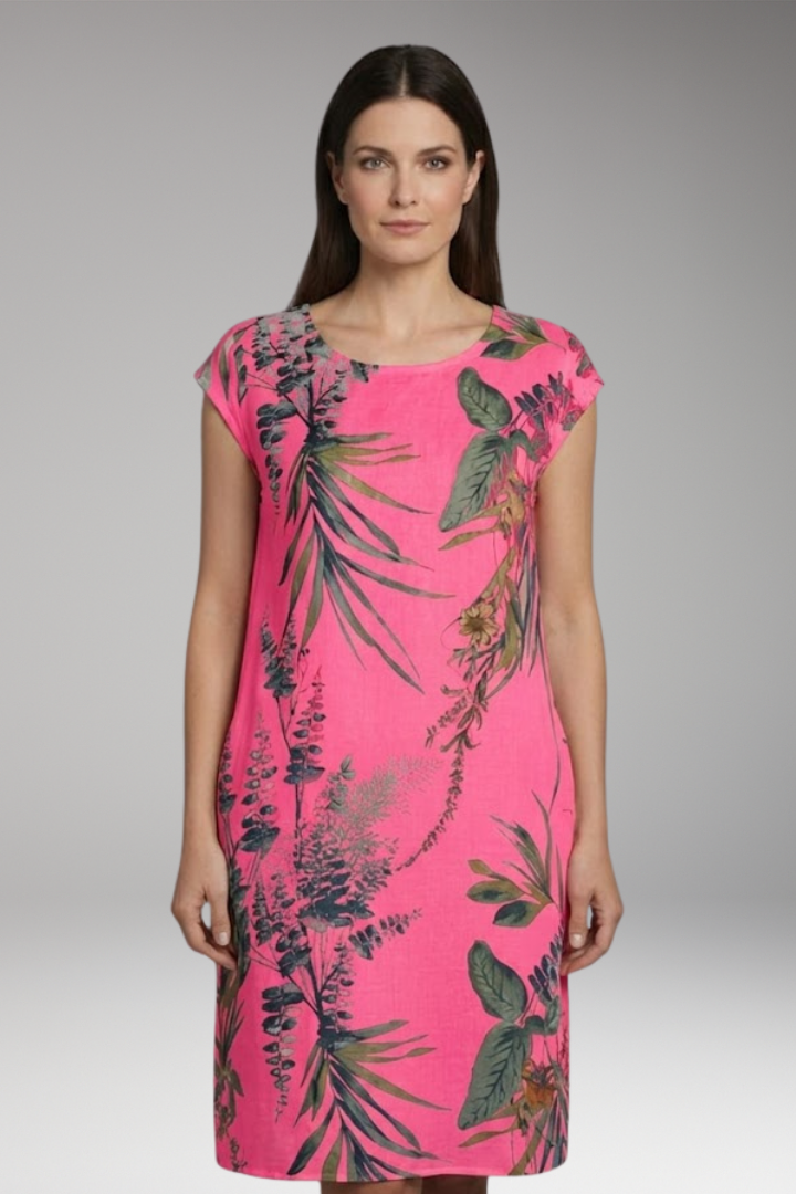 Women's Summer Dress with Round Neck and Printed Pattern