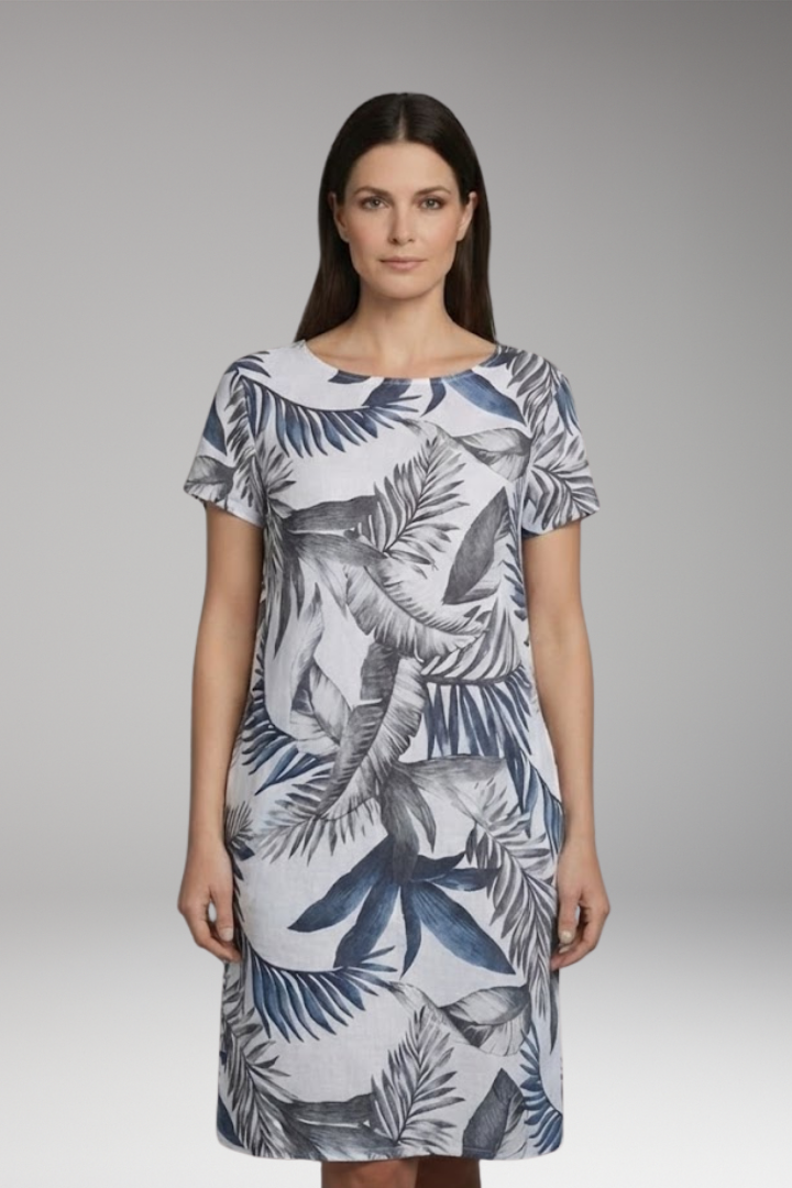 Women's Summer Dress with Round Neck and Printed Pattern
