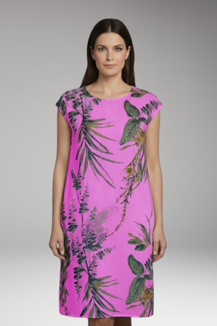 Women's Summer Dress with Round Neck and Printed Pattern