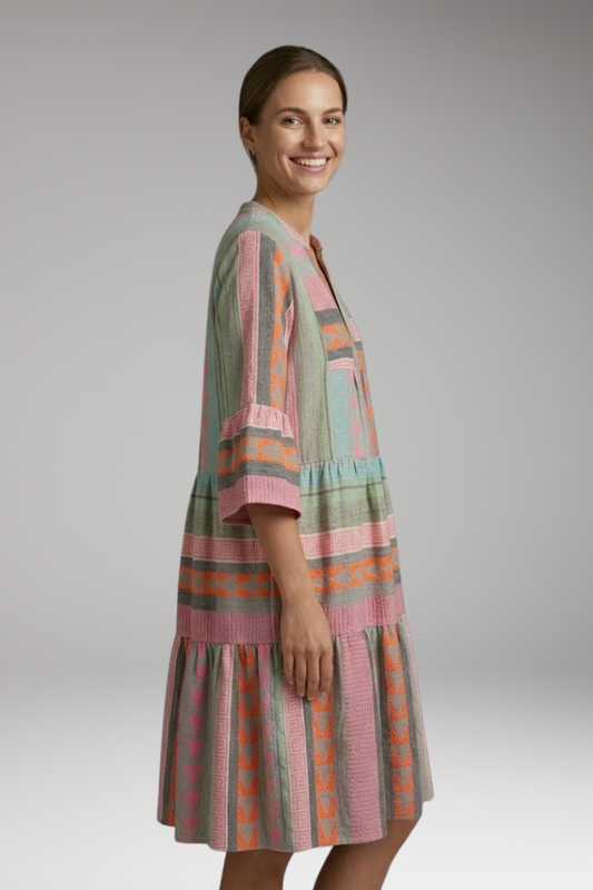Women's Summer Dress with V-Neckline and Relaxed Sleeves