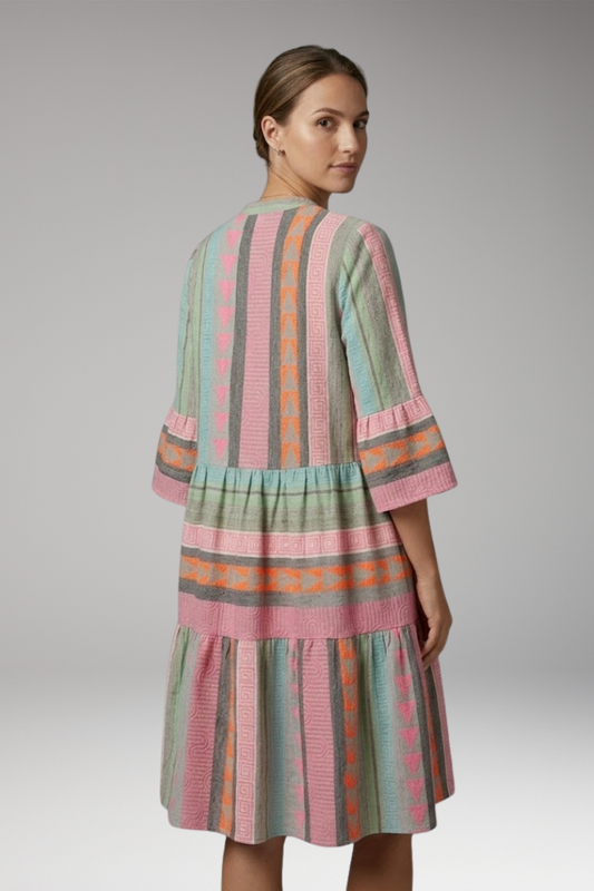 Women's Summer Dress with V-Neckline and Relaxed Sleeves