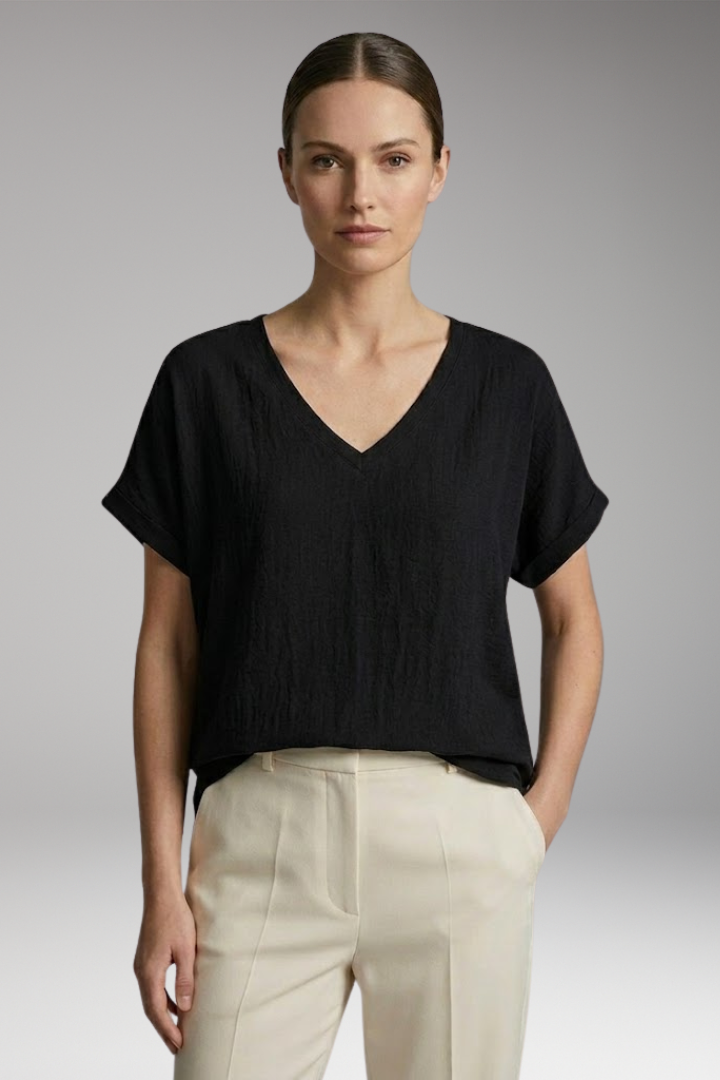 Women’s Summer T-Shirt with V-Neck and Loose Fit