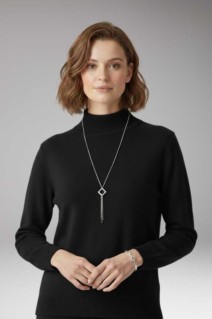 Women’s Jumper with High Neck and Knitted Surface