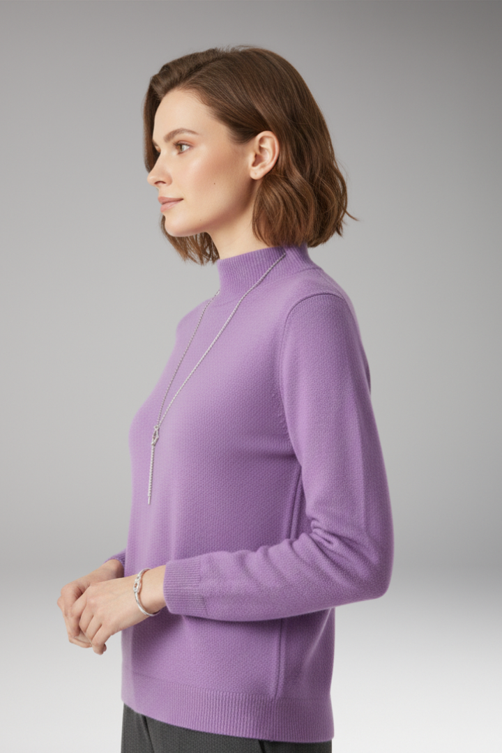 Women’s Jumper with High Neck and Knitted Surface