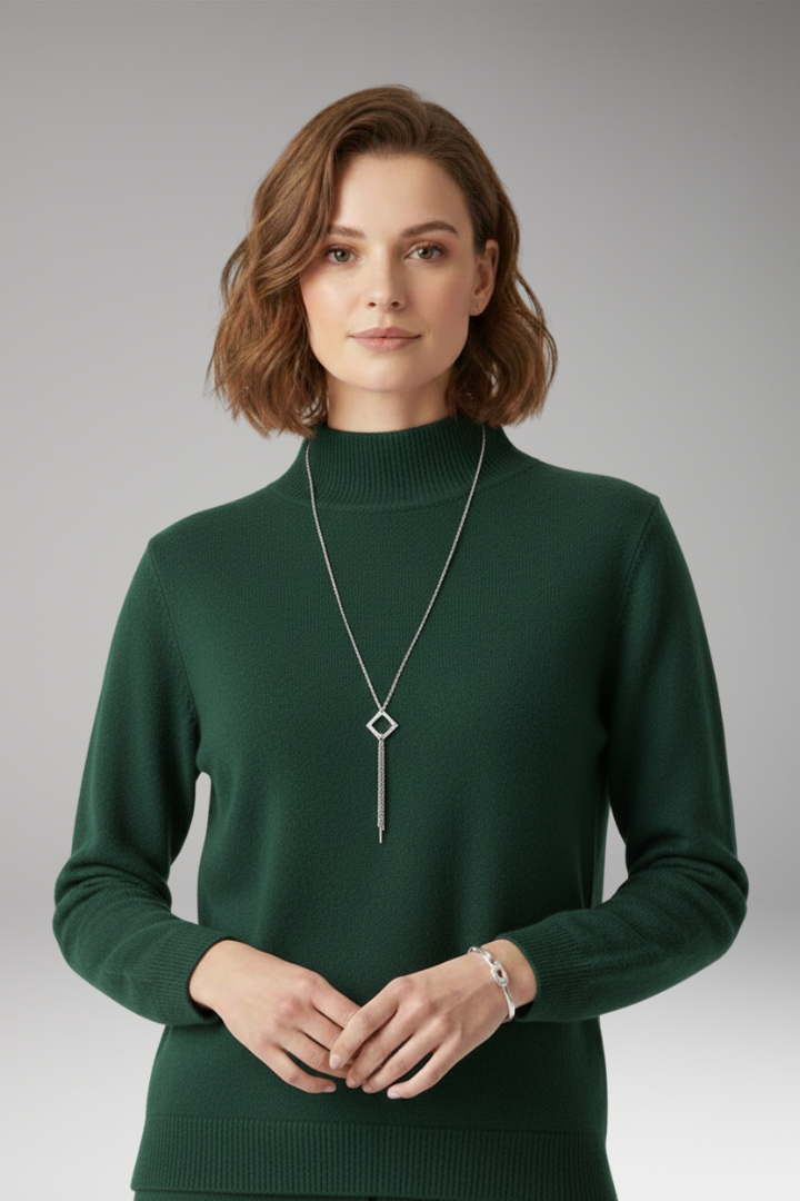 Women’s Jumper with High Neck and Knitted Surface