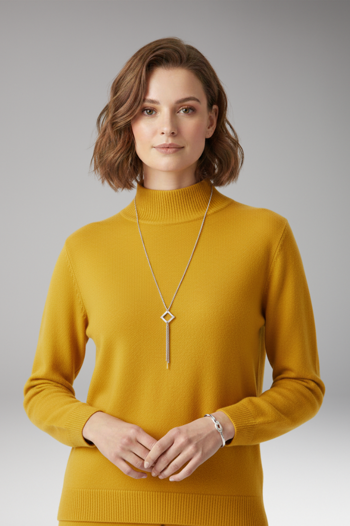 Women’s Jumper with High Neck and Knitted Surface