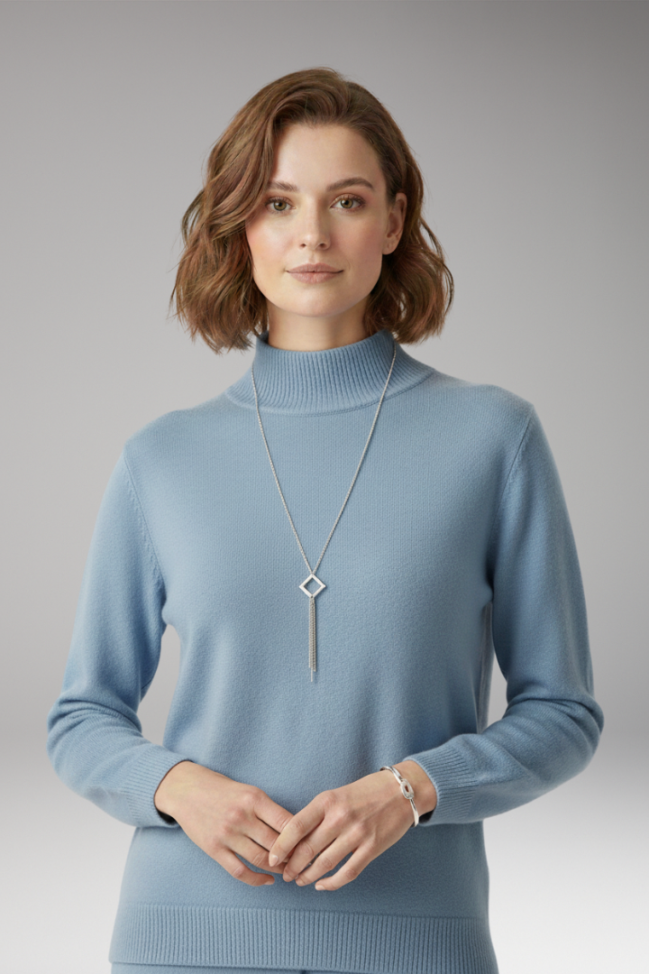 Women’s Jumper with High Neck and Knitted Surface