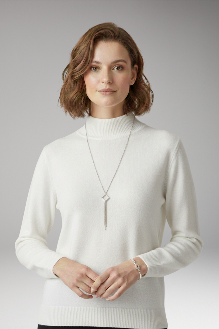 Women’s Jumper with High Neck and Knitted Surface