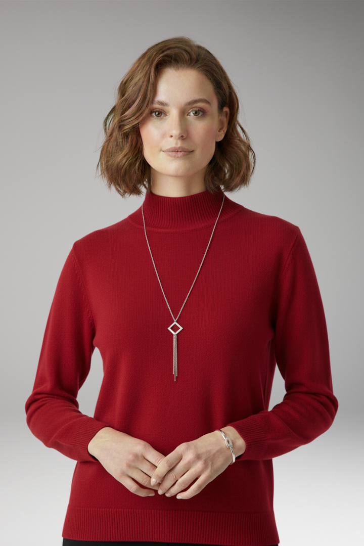 Women’s Jumper with High Neck and Knitted Surface