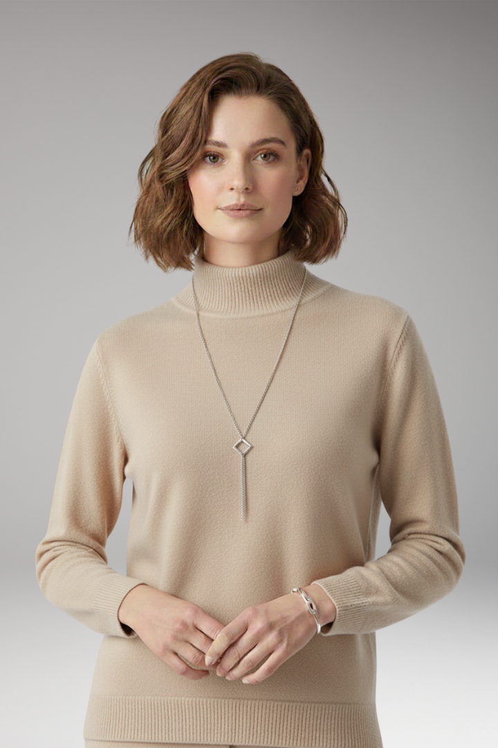 Women’s Jumper with High Neck and Knitted Surface