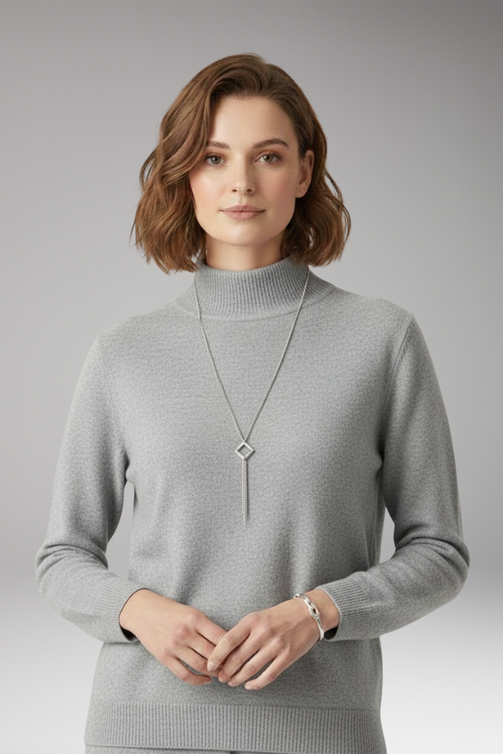 Women’s Jumper with High Neck and Knitted Surface