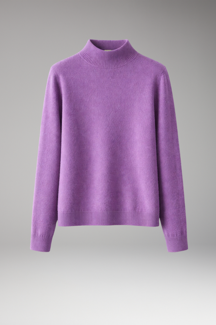 Women’s Jumper with High Neck and Knitted Surface