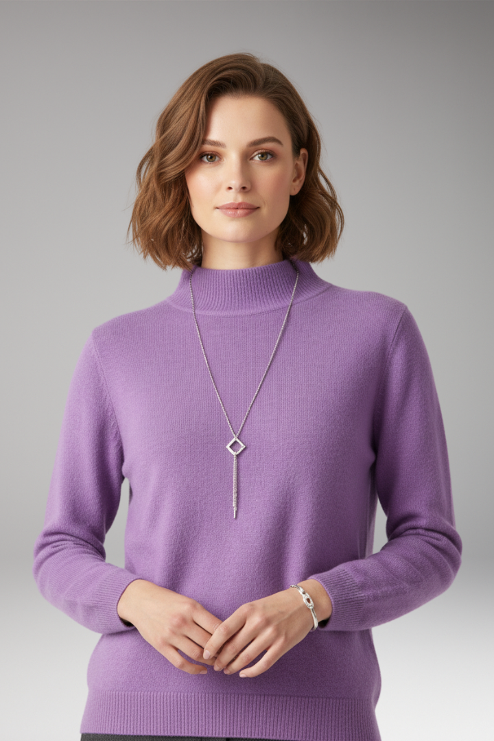 Women’s Jumper with High Neck and Knitted Surface