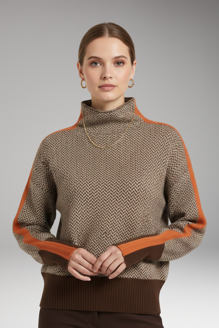 Women’s Jumper with High Neck and Long Sleeves
