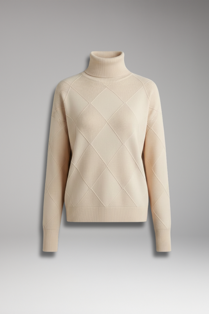 Women’s Jumper with High Neck and Textured Surface