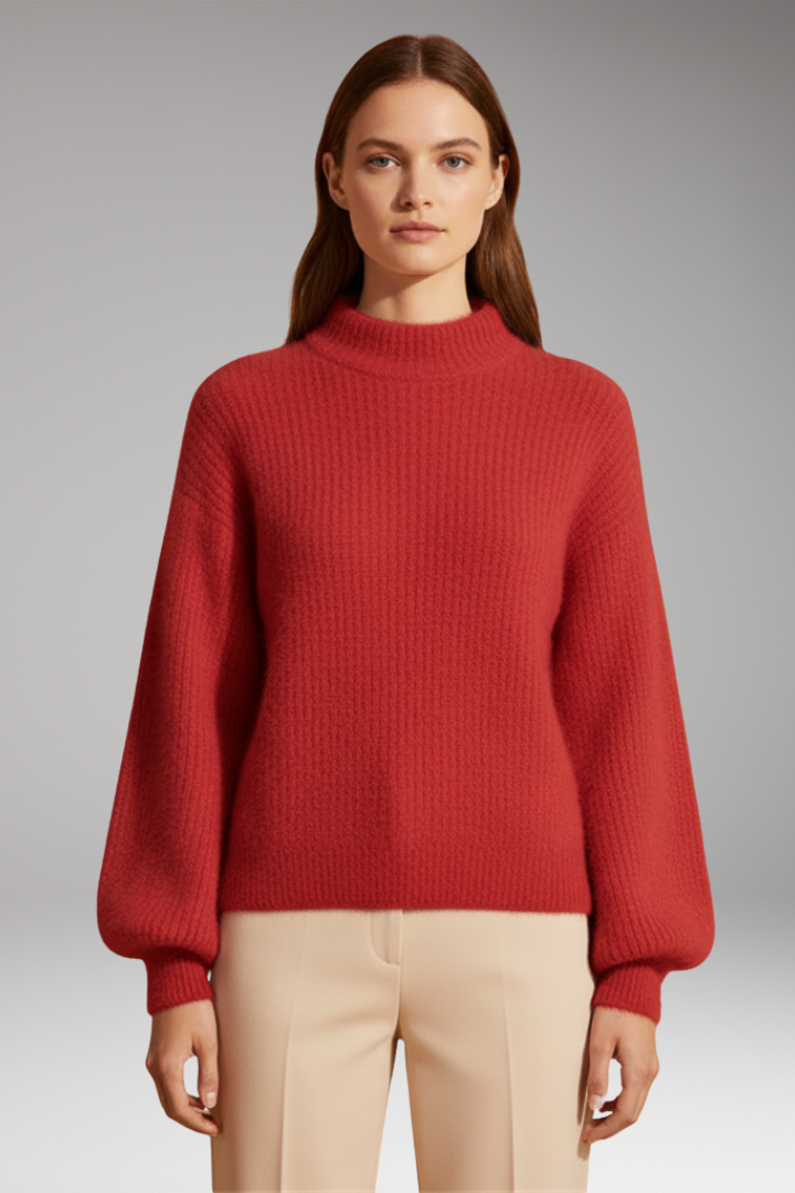 Women’s Jumper with High Neck and Textured Surface