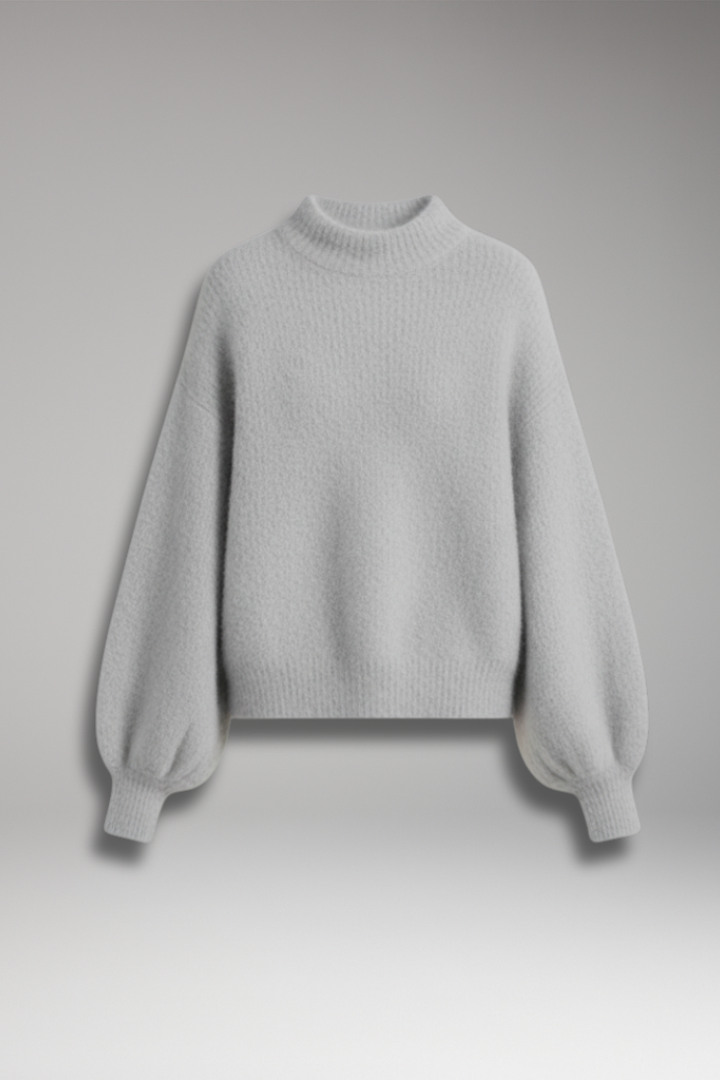 Women’s Jumper with High Neck and Textured Surface