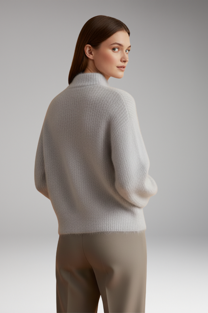 Women’s Jumper with High Neck and Textured Surface
