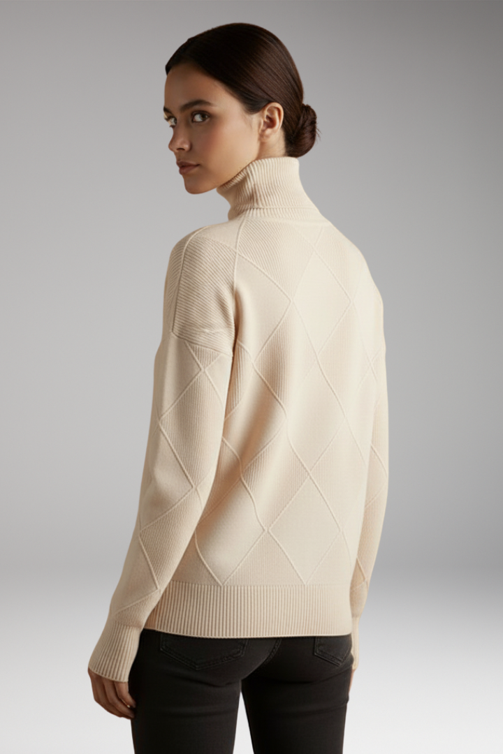 Women’s Jumper with High Neck and Textured Surface
