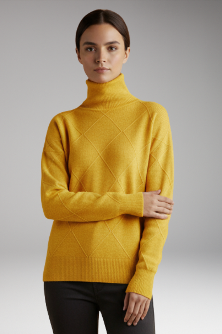 Women’s Jumper with High Neck and Textured Surface